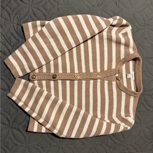J. Crew Brown and Cream Striped Cardigan